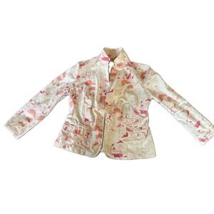 Calvin Klein Jeans Floral Print Blazer Jacket Women's L/G Pink White